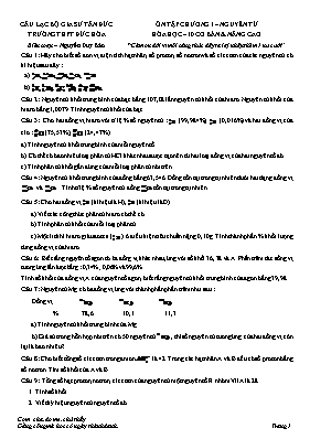 Đề ôn tập kiểm tra Chương 1 môn Hóa học Lớp 10 - Nguyễn Duy Bảo